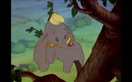 dumbo and mouse sleeping on tree
