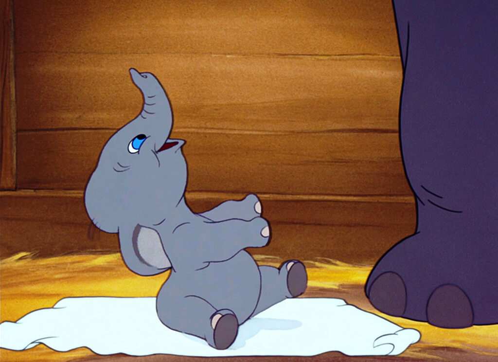 dumbo looking up at his mother
